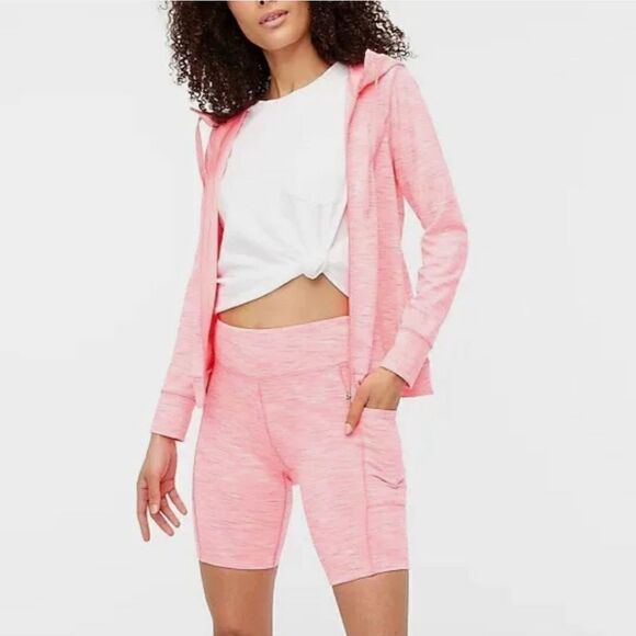 J. CREW SPACE-DYED BIKE SHORTS NEON PINK/WHITE PLUS SIZE 3X NWT - Picture 2 of 4